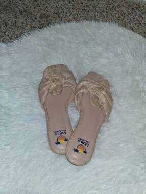 Maui Island Beige Knotted Slide Sandals for Women